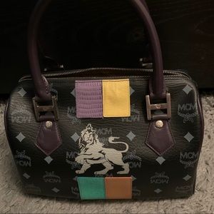 MCM Visetos Lion Princess Boston Bag